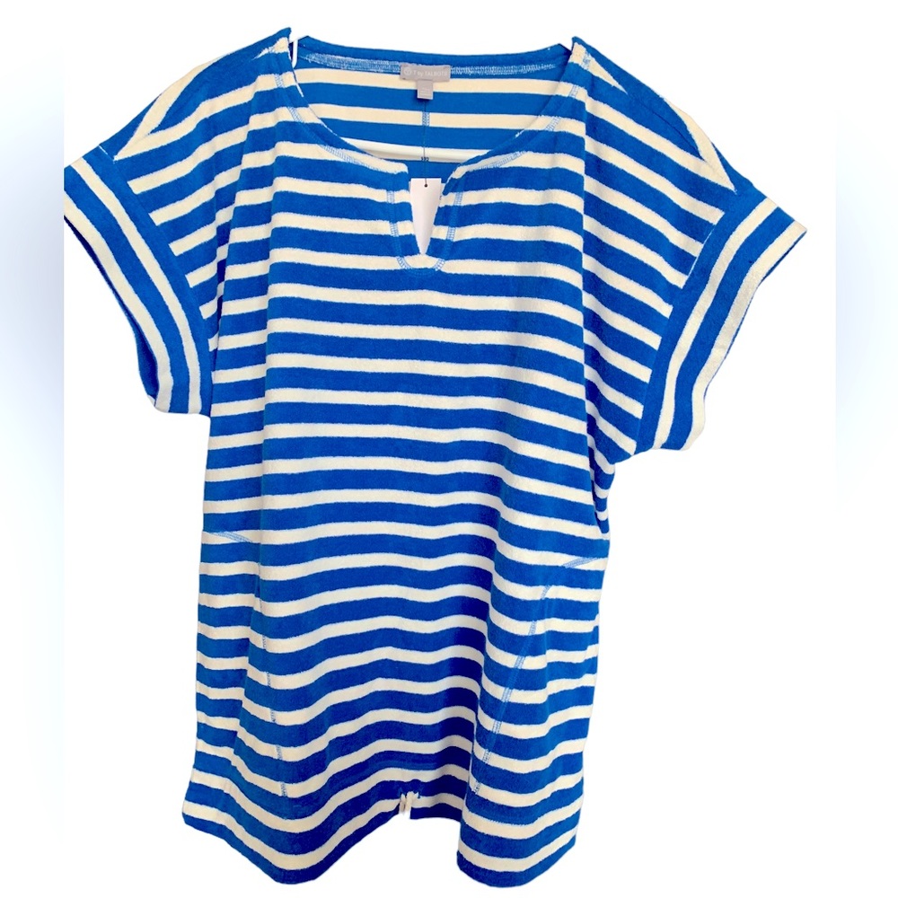 Talbots Blue and White Striped Short Sleeve Tee
